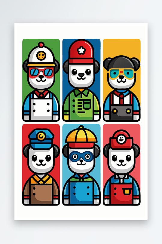 熊猫卡通矢量图标图形元素-众图网