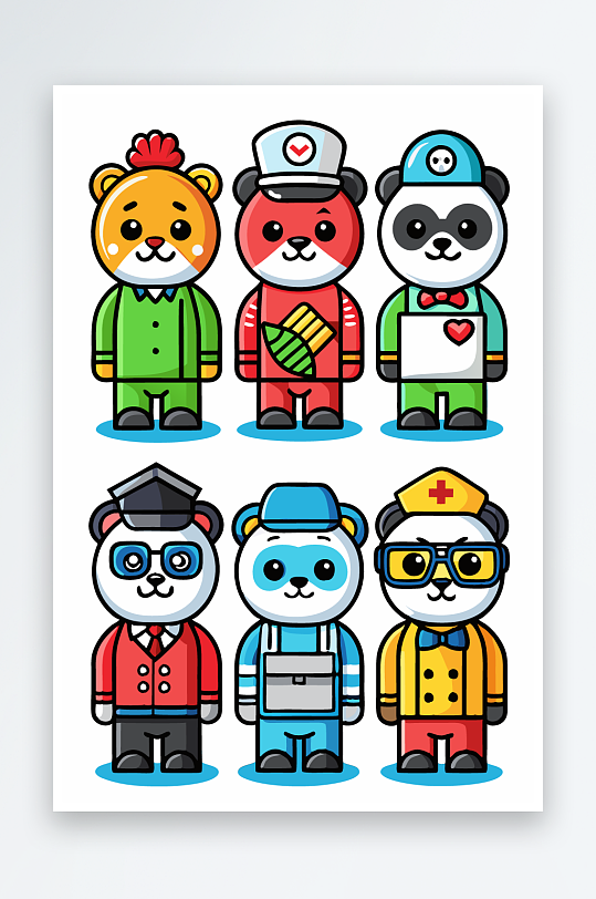 熊猫卡通矢量图标图形元素-众图网