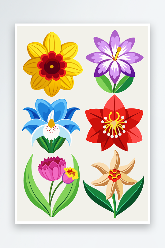 花朵矢量图标插画元素-众图网