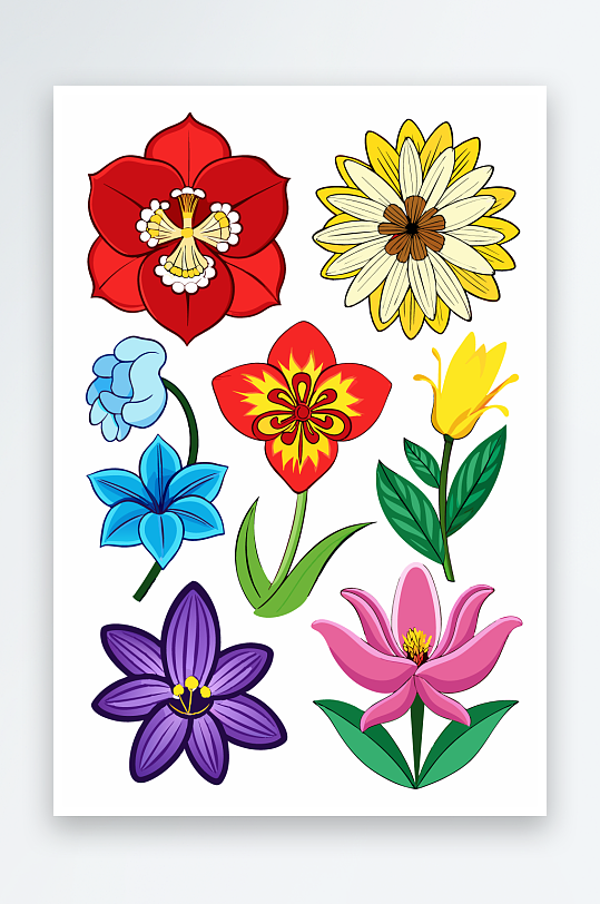 花朵矢量图标插画-众图网