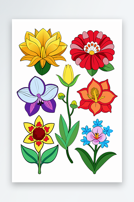 花朵矢量图标插画-众图网