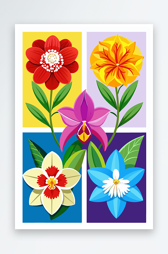 花朵矢量图标插画-众图网