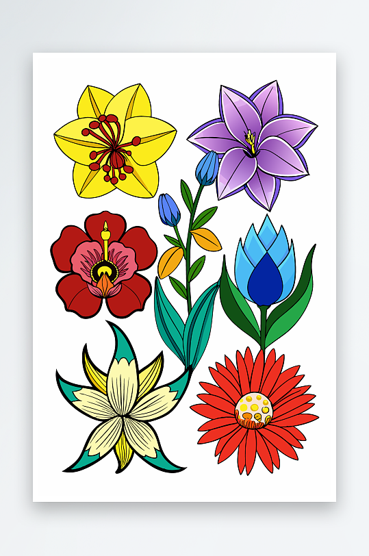 花朵矢量图标插画元素-众图网