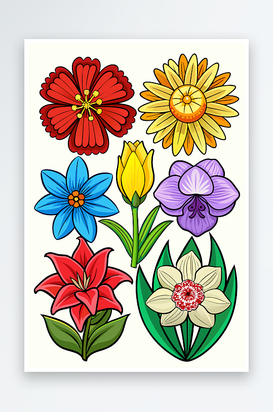 花朵矢量图标插画元素-众图网