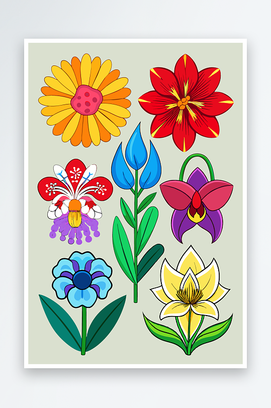 花朵矢量图标插画元素-众图网