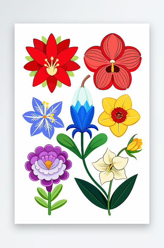 花朵矢量图标插画元素-众图网