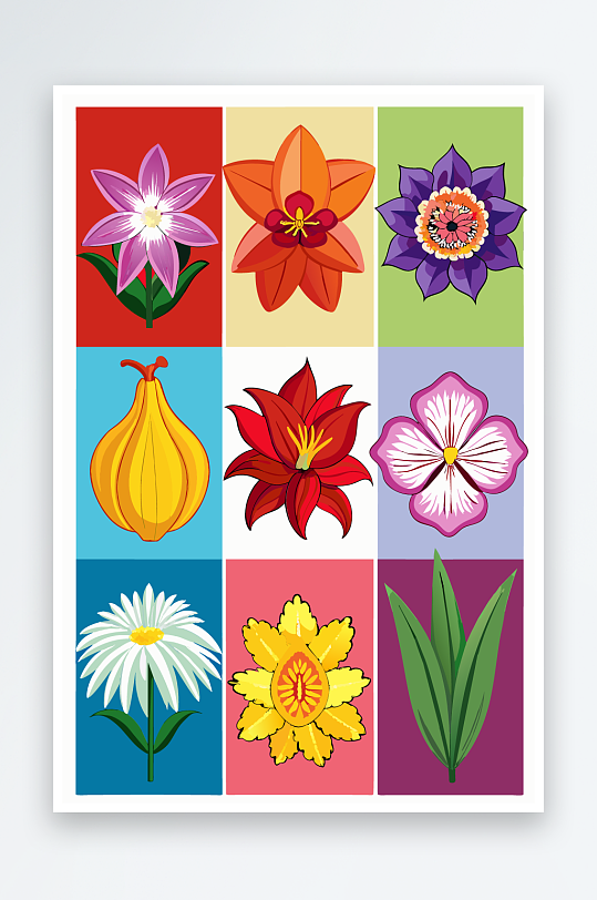 花朵矢量图标插画元素-众图网