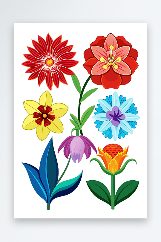 花朵矢量图标插画元素-众图网