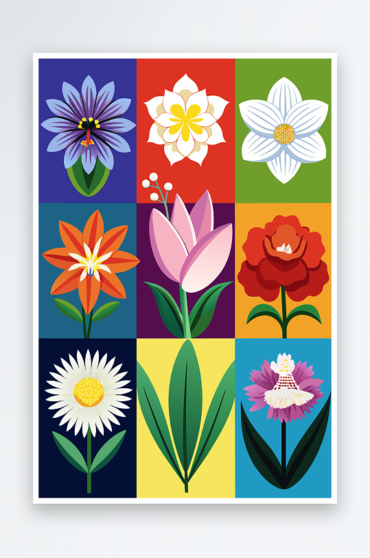 花朵矢量图标插画元素-众图网