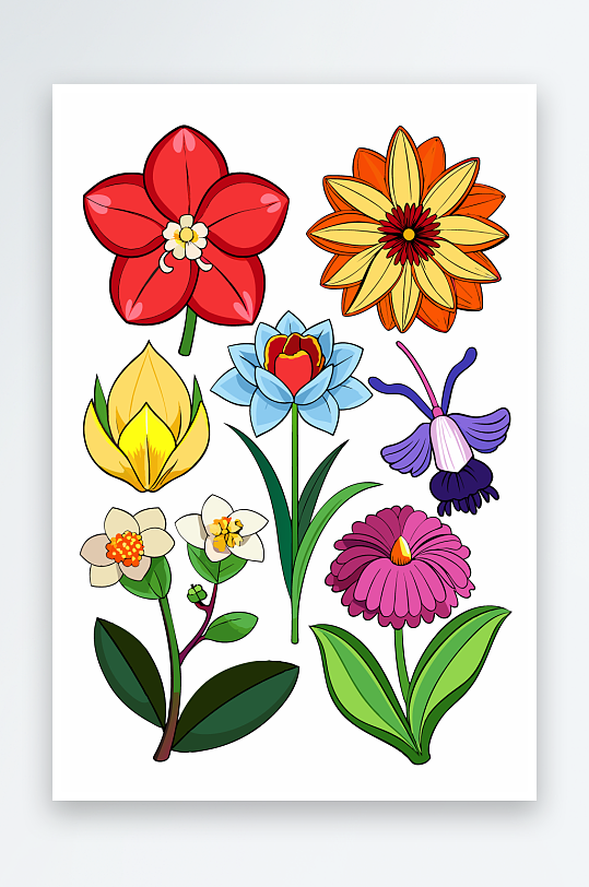 花朵矢量图标插画元素-众图网