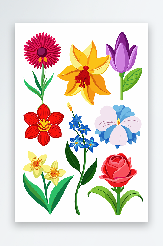 花朵矢量图标插画-众图网