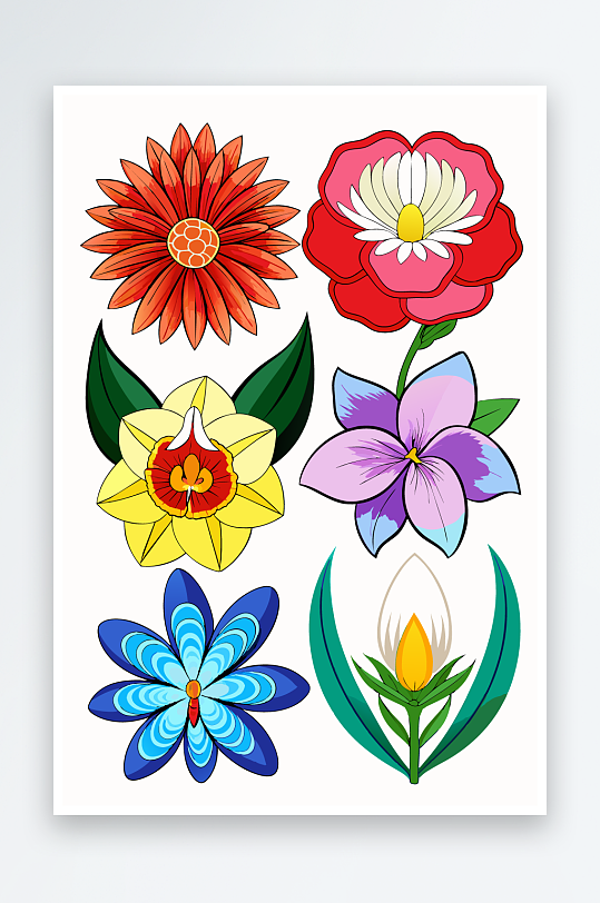 花朵矢量图标插画-众图网