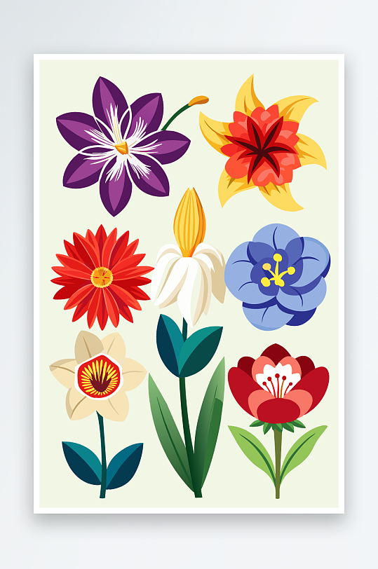 花朵矢量图标插画-众图网