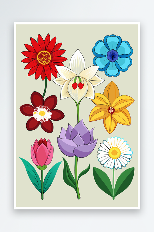 花朵矢量图标插画-众图网