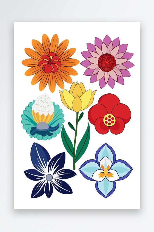 花朵矢量图标插画-众图网