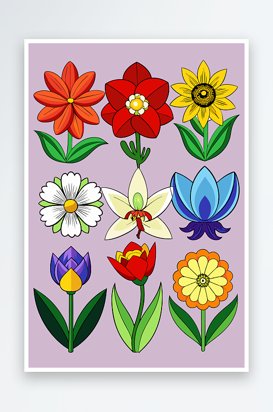 花朵矢量图标插画-众图网