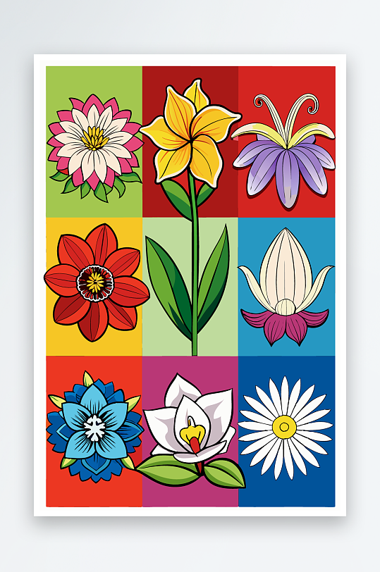 花朵矢量图标插画-众图网