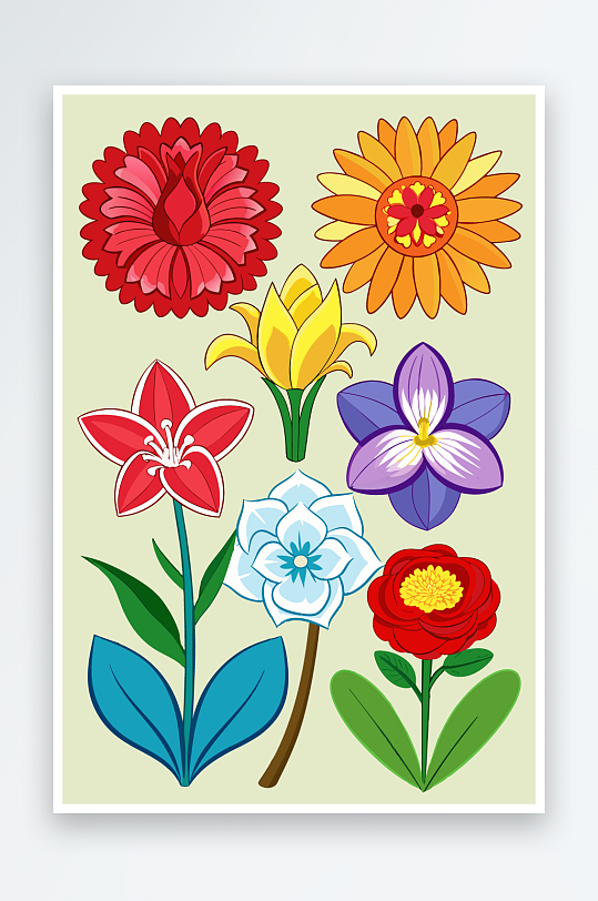 花朵矢量图标插画-众图网