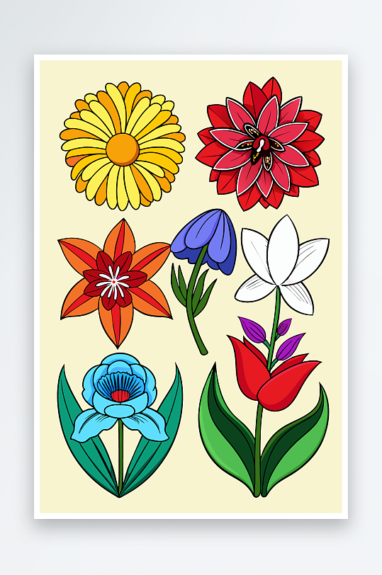 花朵矢量图标插画-众图网