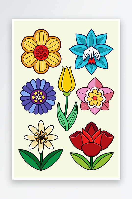 花朵矢量图标插画元素-众图网