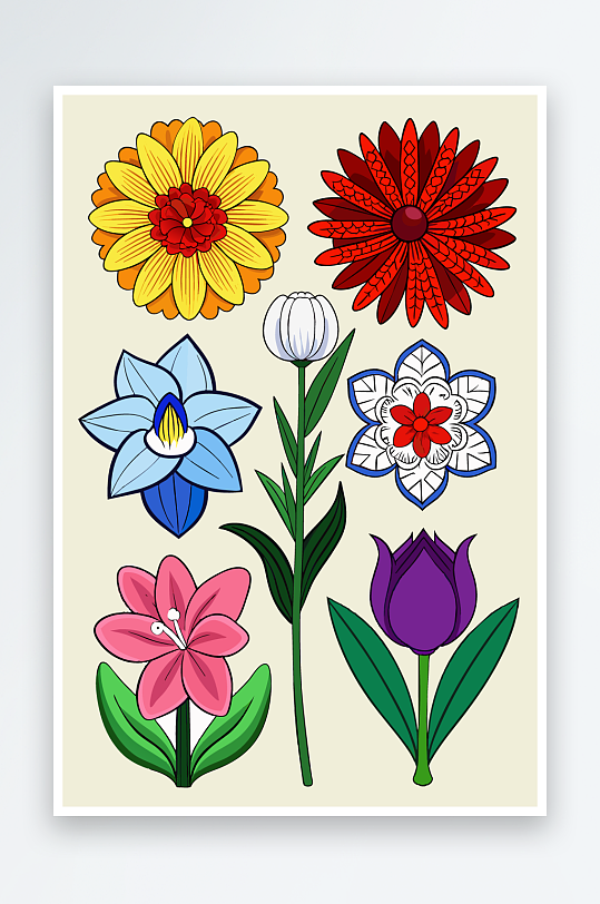 花朵矢量图标插画元素-众图网