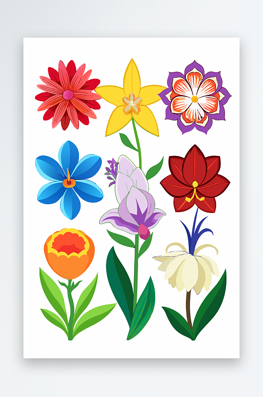 花朵矢量图标插画元素-众图网