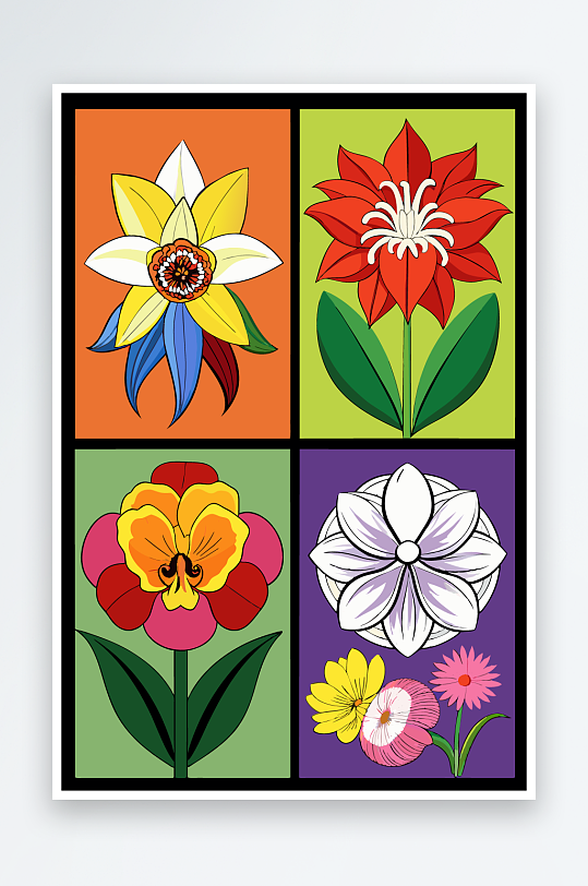 花朵矢量图标插画元素-众图网