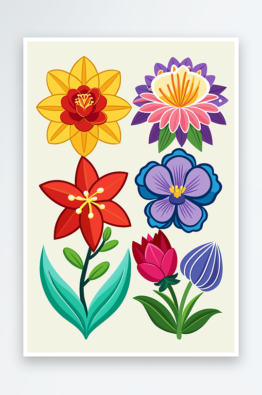 花朵矢量图标插画元素-众图网