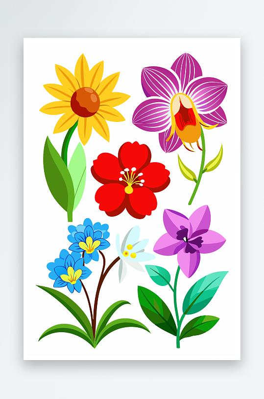 花朵矢量图标插画元素-众图网