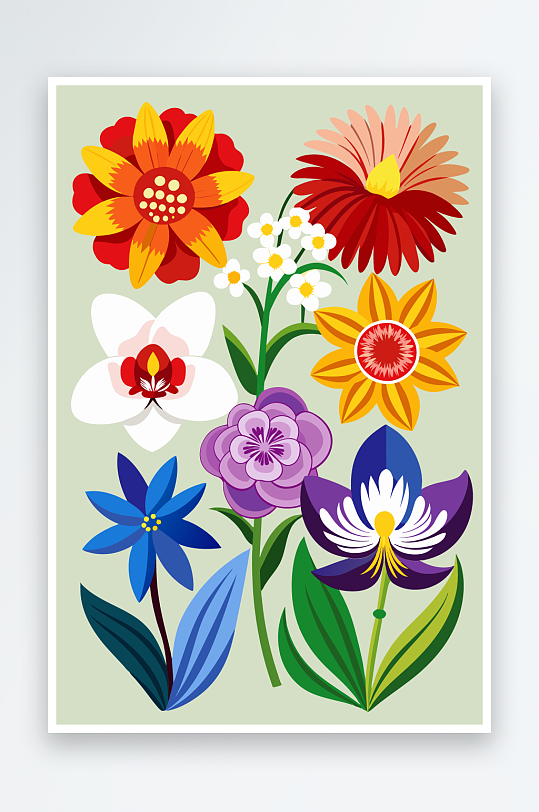 花朵矢量图标插画元素-众图网