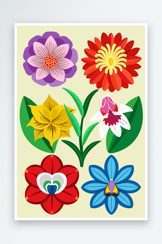 花朵矢量图标插画元素-众图网