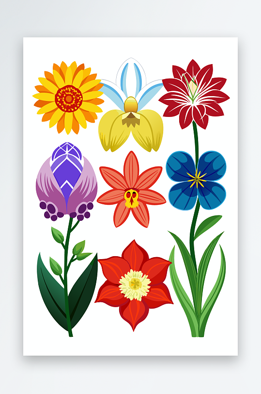 花朵矢量图标插画元素-众图网