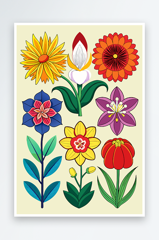 花朵矢量图标插画元素-众图网