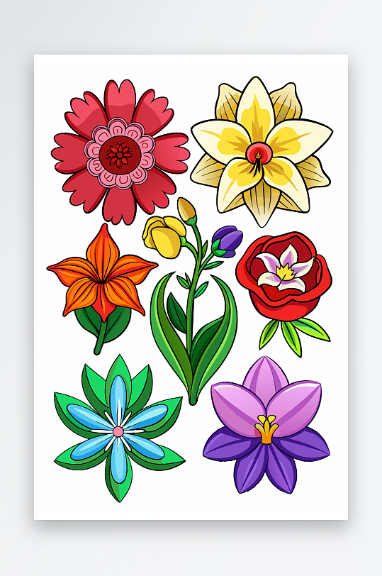 花朵矢量图标插画元素-众图网