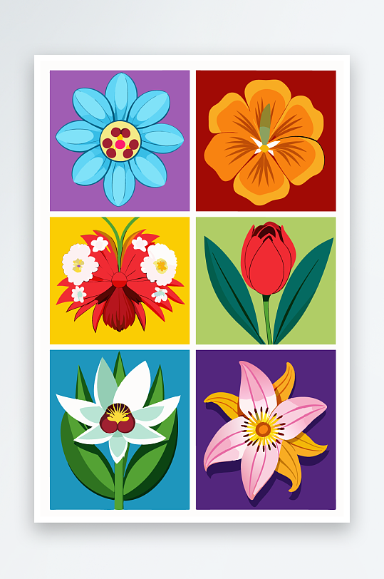 花朵矢量图标插画元素-众图网