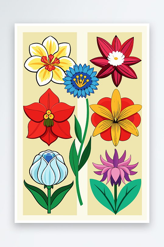 花朵矢量图标插画-众图网