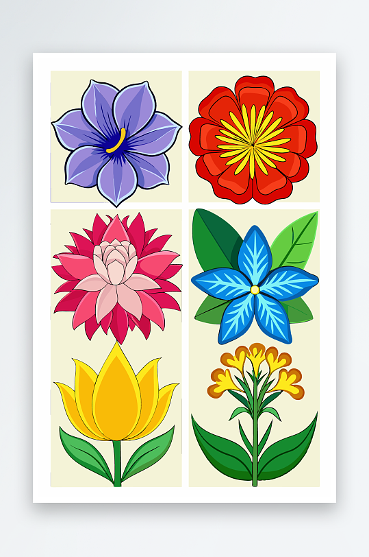 花朵矢量图标插画-众图网