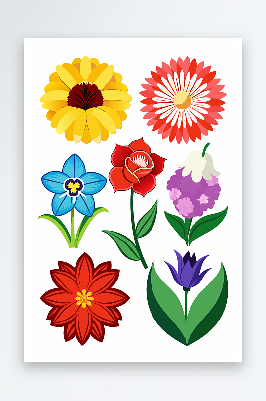 花朵矢量图标插画-众图网