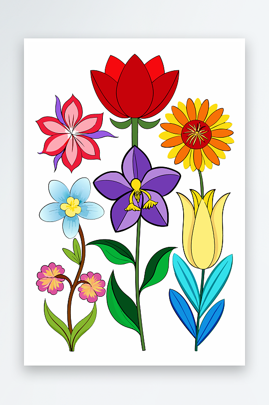 花朵矢量图标插画-众图网