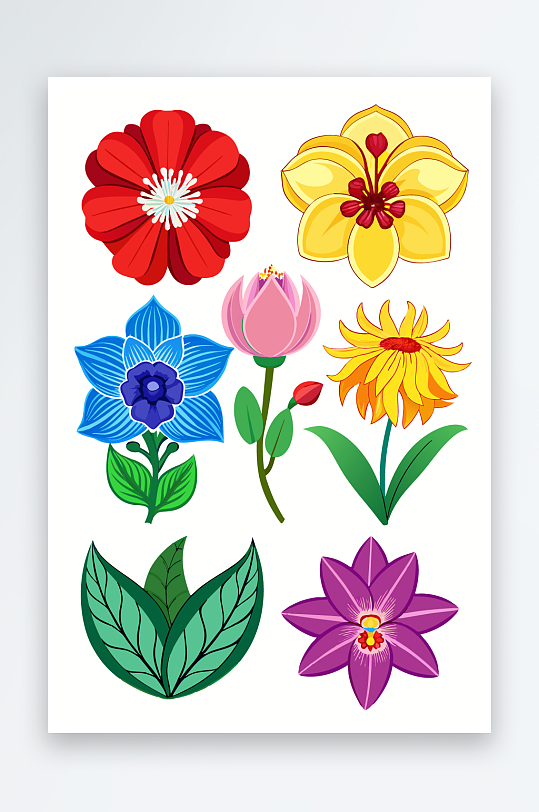 花朵矢量图标插画-众图网