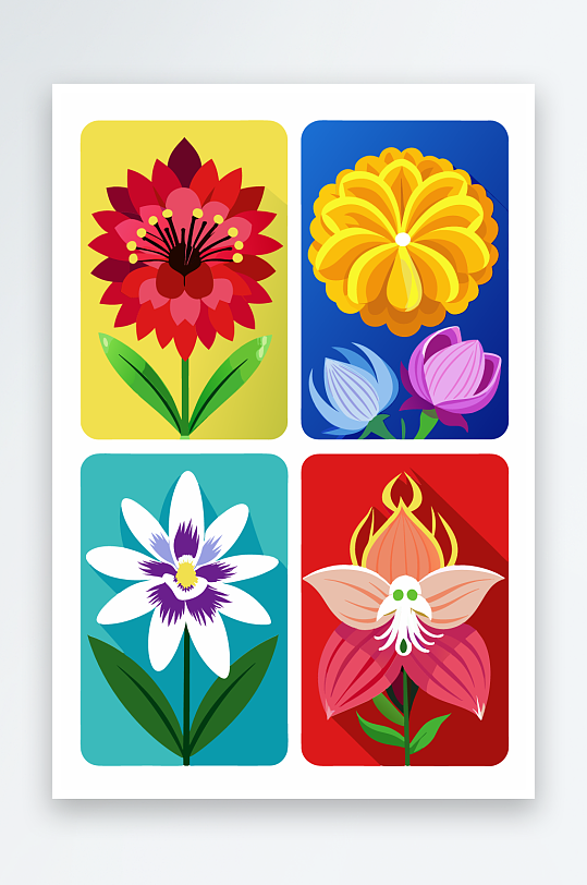 花朵矢量图标插画-众图网