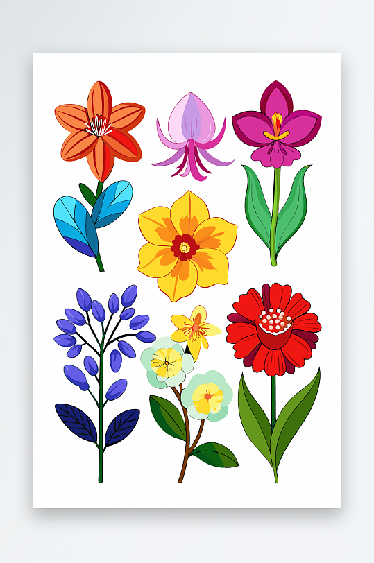 花朵矢量图标插画-众图网