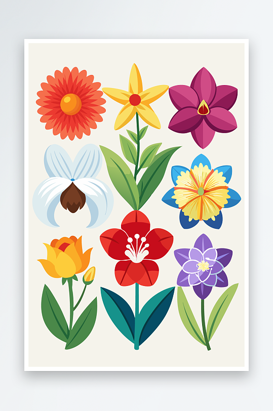 花朵矢量图标插画-众图网