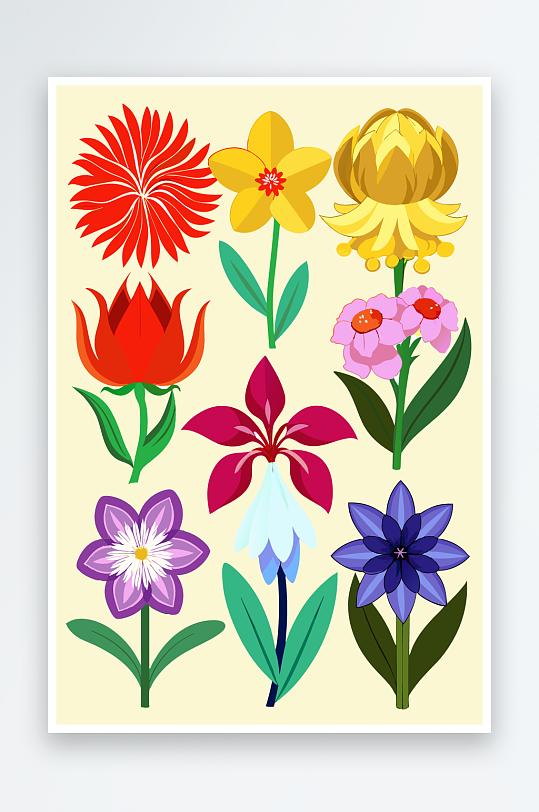 花朵矢量图标插画-众图网