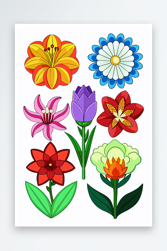 花朵矢量图标插画-众图网