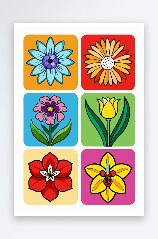 花朵矢量图标插画-众图网