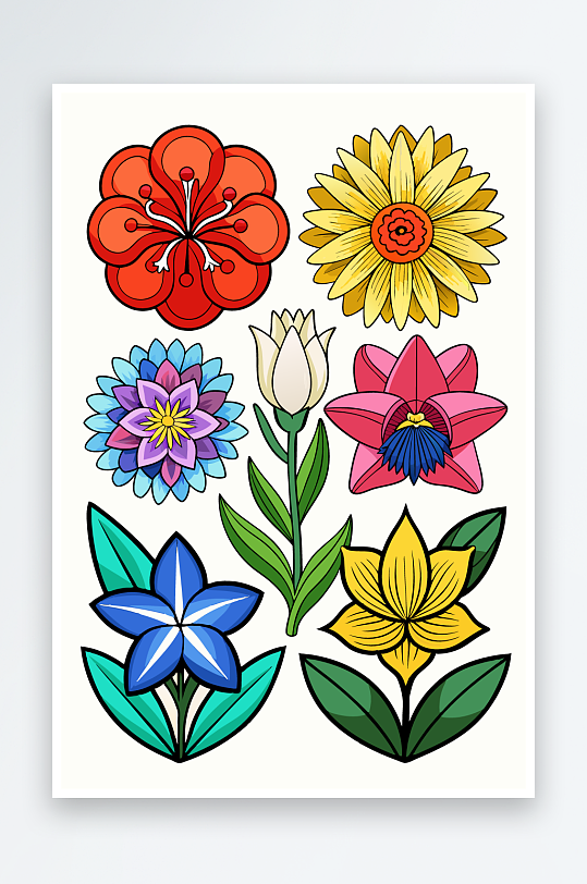 花朵矢量图标插画元素-众图网