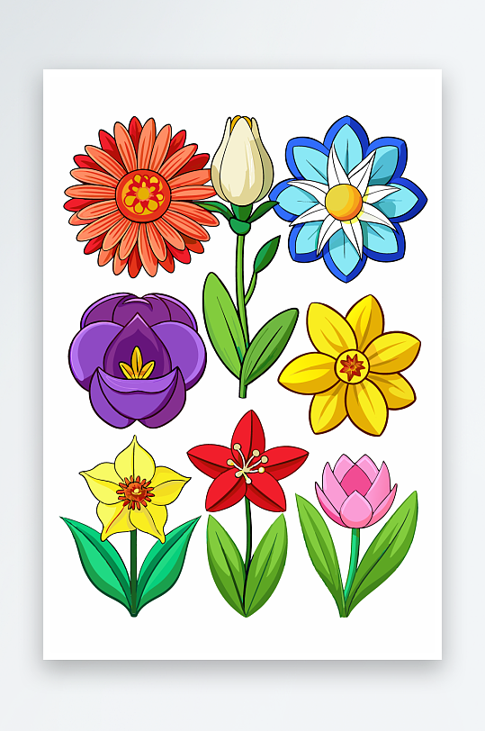 花朵矢量图标插画元素-众图网