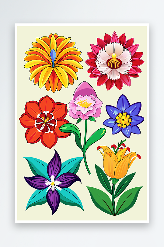 花朵矢量图标插画元素-众图网