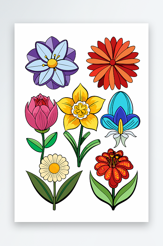 花朵矢量图标插画元素-众图网